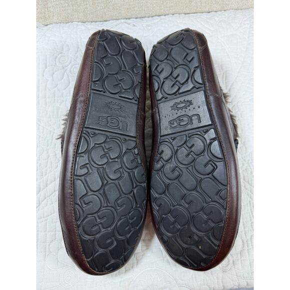 UGG Men 10 Black Brown Ascot Pebbled Leather Moccasin Loafer Slipper 10052229 main image 9